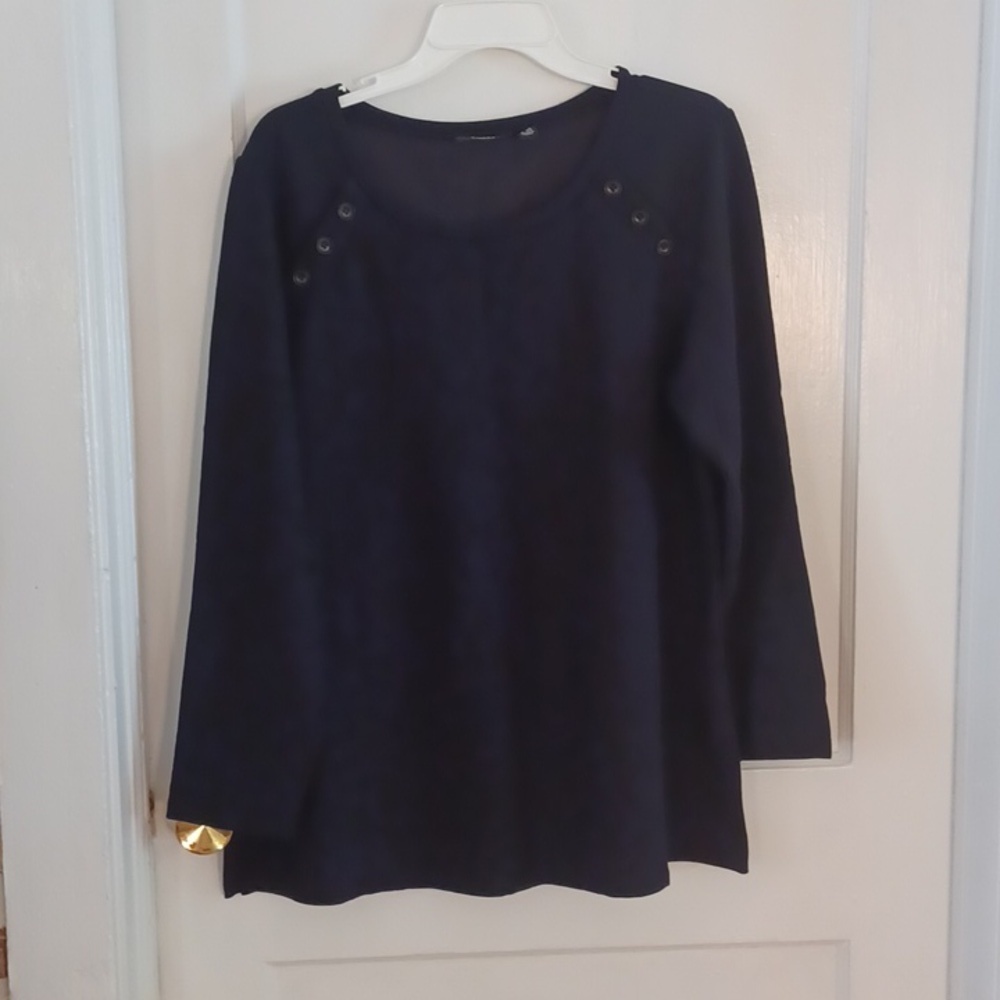 Susan Graver top long sleeve women's size large P black